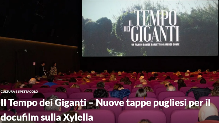 “Il Tempo dei Giganti” – Nuove tappe pugliesi per il docufilm sulla Xylella (a Collepasso il 21 aprile)