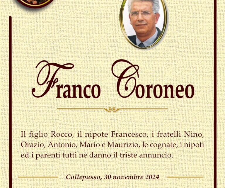 È morto Franco Coroneo