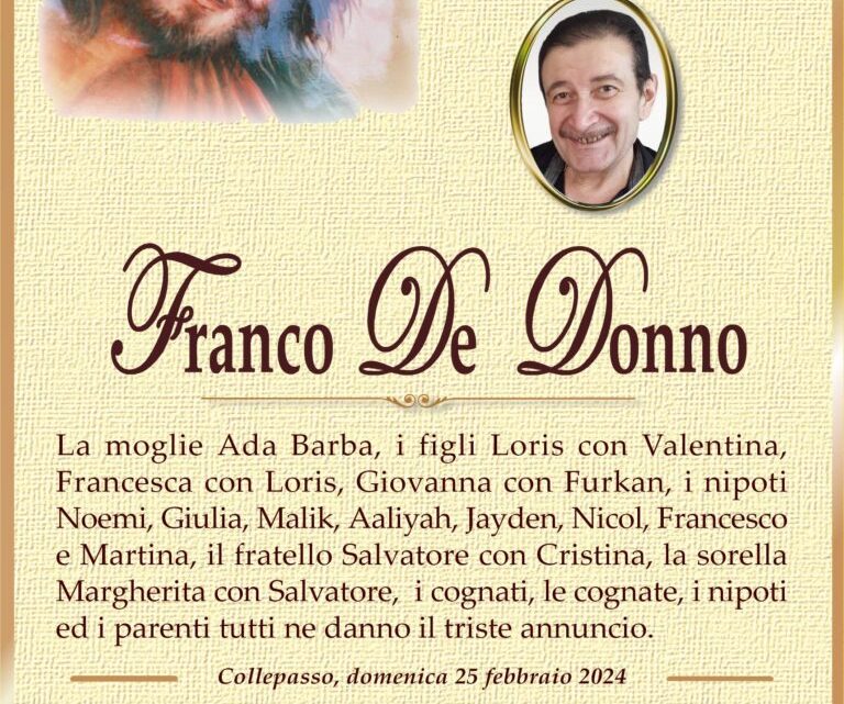 È morto Franco De Donno