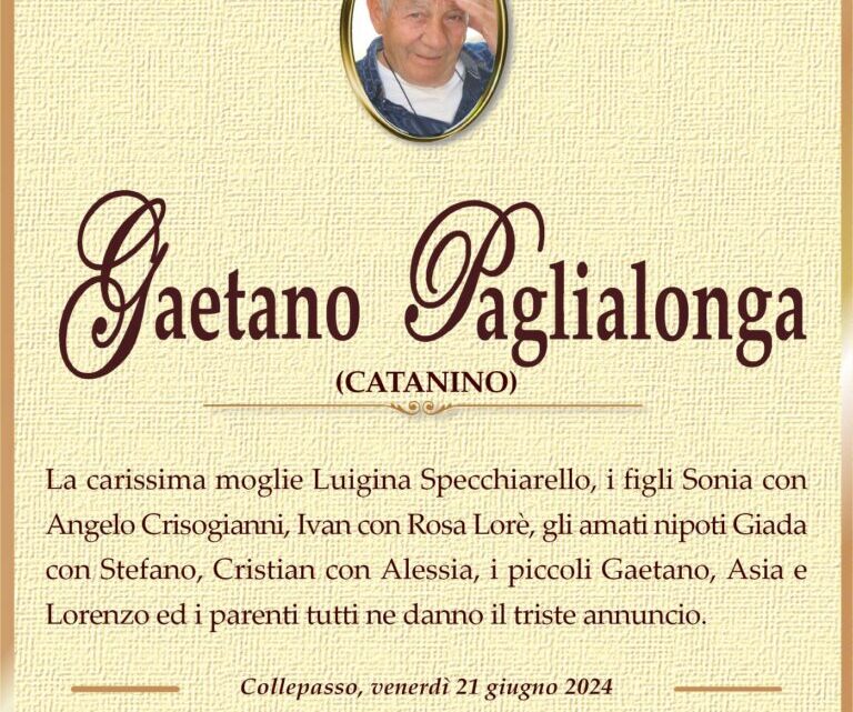 È morto Gaetano “Catanino” Paglialonga