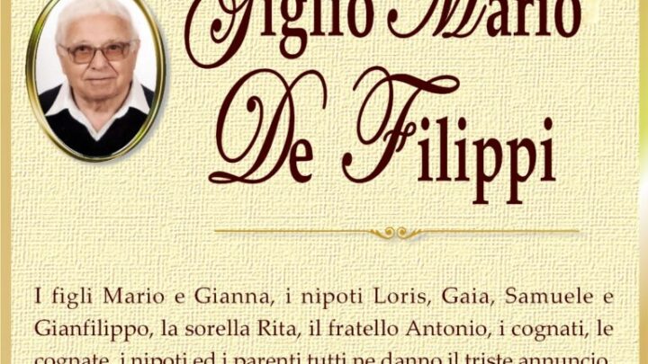 È morto Giglio Mario De Filippi