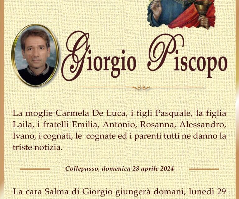 È morto Giorgio Piscopo