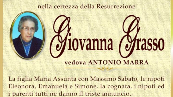 È morta Giovanna Grasso, ved. Marra