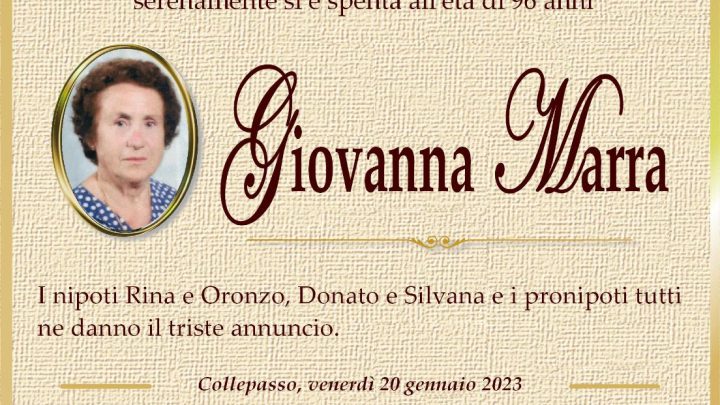 È morta Giovanna Marra