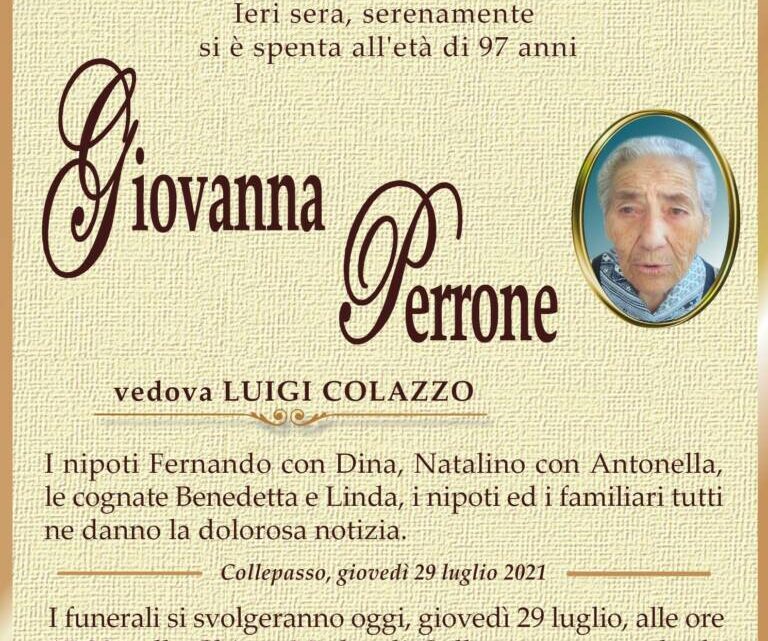 È morta Giovanna Perrone, ved. Colazzo