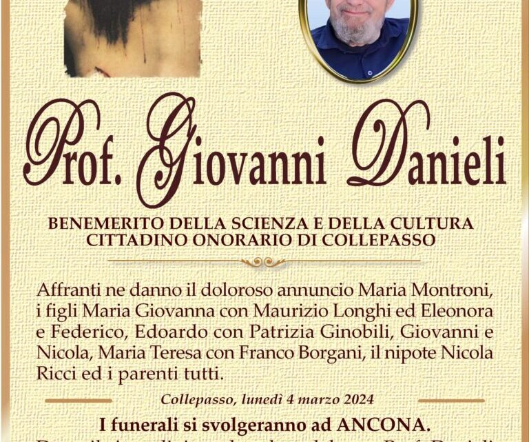 È morto il Prof. Giovanni Danieli