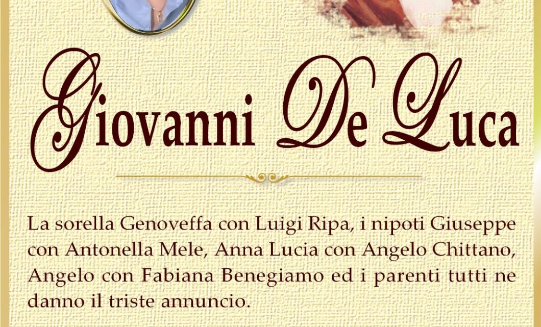 È morto Giovanni De Luca