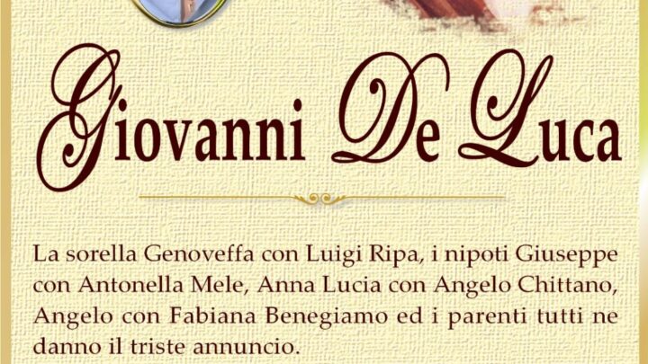 È morto Giovanni De Luca