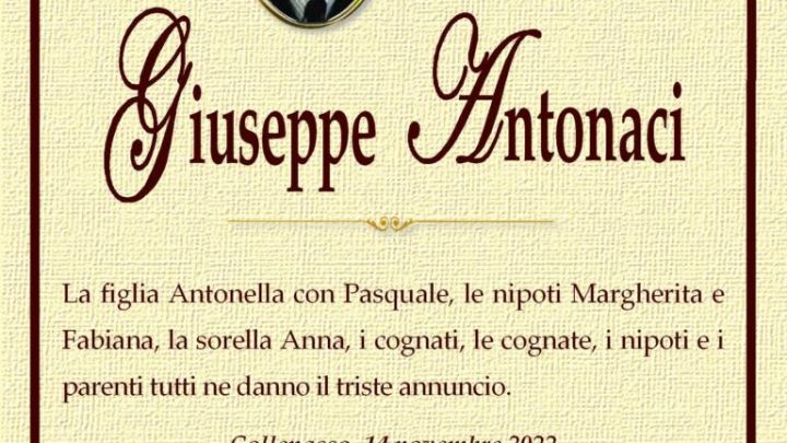 È morto Giuseppe Antonaci