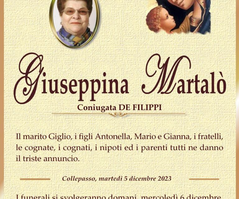 È morta Giuseppina Martalò in De Filippi