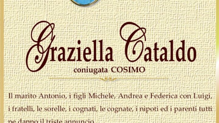 È morta Graziella Cataldo, coniug. Cosimo