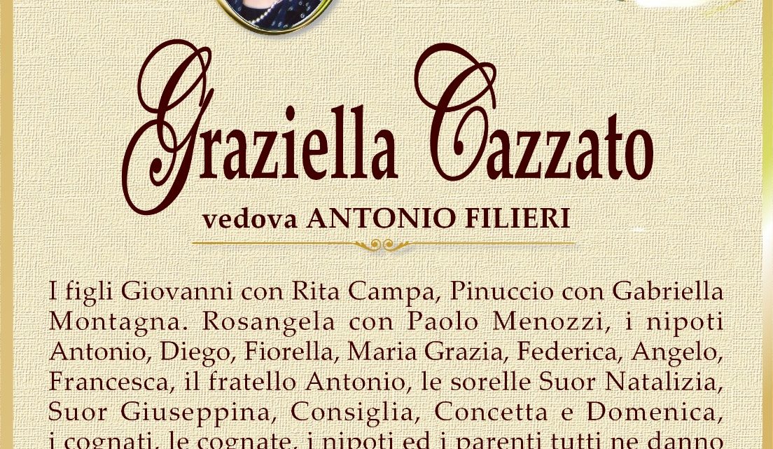 È morta Graziella Cazzato, ved. Filieri