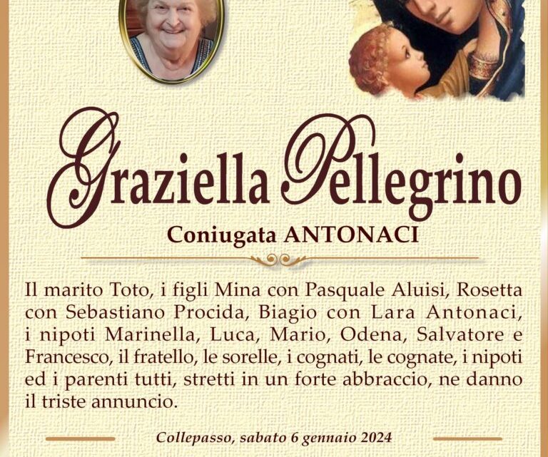 È morta Graziella Pellegrino, coniugata Antonaci