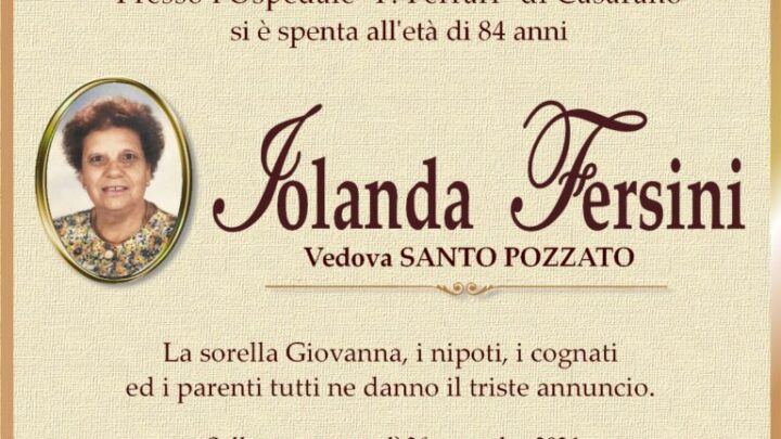 È morta Iolanda Fersini, ved. Pozzato