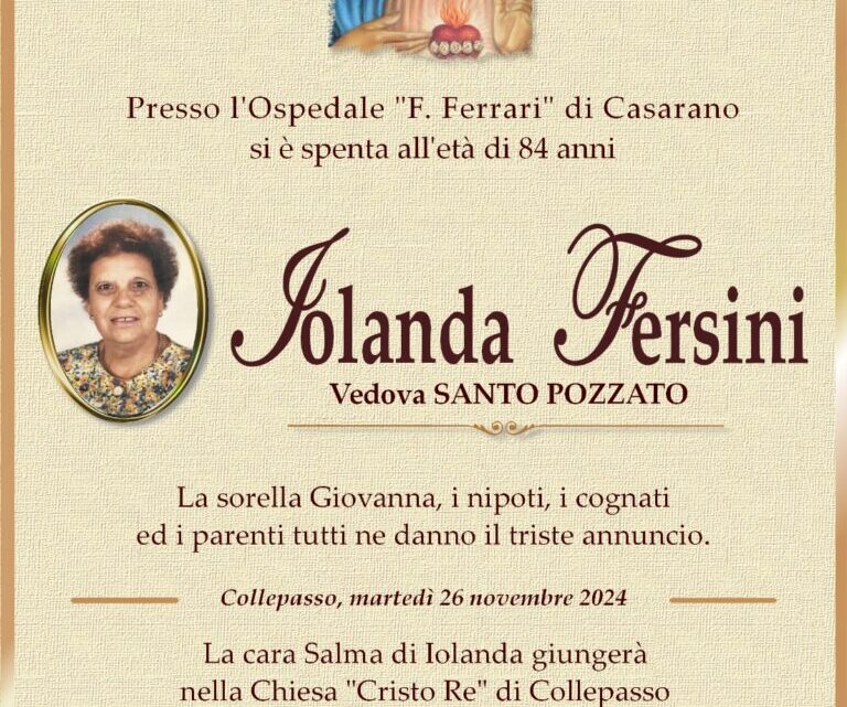 È morta Iolanda Fersini, ved. Pozzato