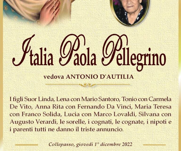 È morta Italia Paola Pellegrino, ved. D’Autilia