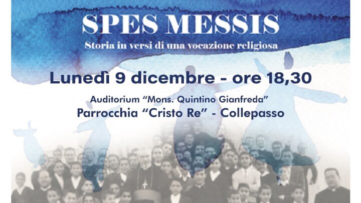 Il “sublime” nella poesia di Salvatore Tommasi: il 9 dicembre, Auditorium parrocchiale Cristo Re, presentazione di “Spes Messis”