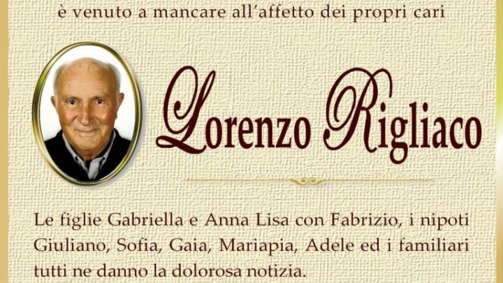 È morto Lorenzo Rigliaco