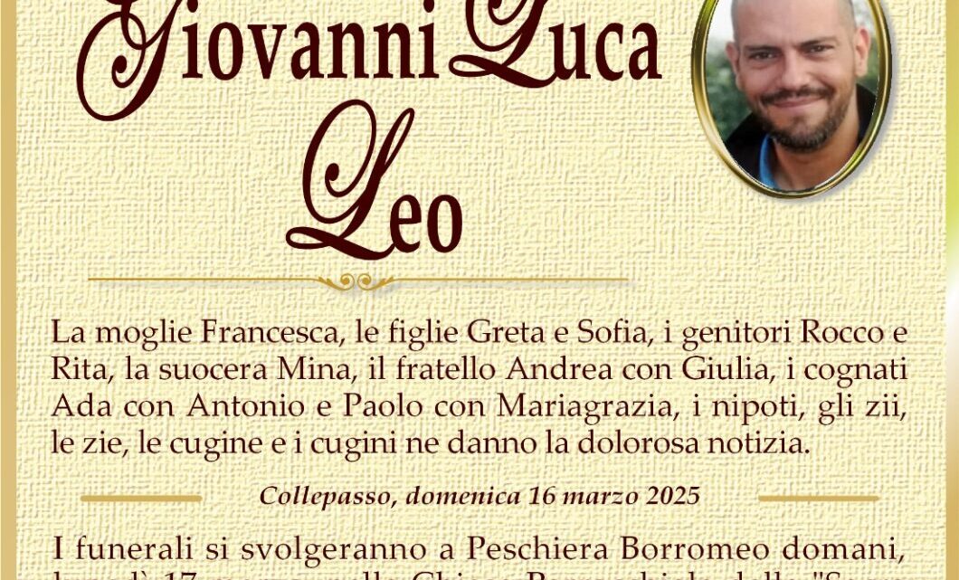 È morto Giovanni Luca Leo