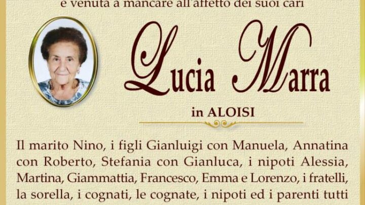 È morta Lucia Marra in Aloisi