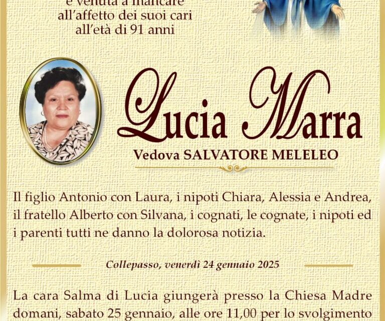 È morta Lucia Marra, ved. Meleleo