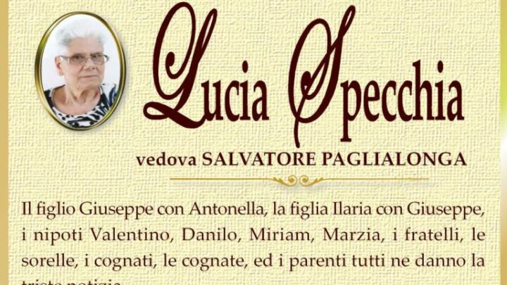 È morta Lucia Specchia, ved. Paglialonga