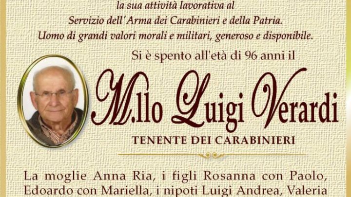 È morto il Mar.llo Luigi Verardi