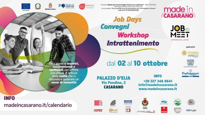 Dal 2 al 10 ottobre “Job to Meet – Happening del lavoro” a Casarano