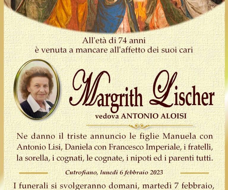 È morta Margrith Lischer, ved. Aloisi