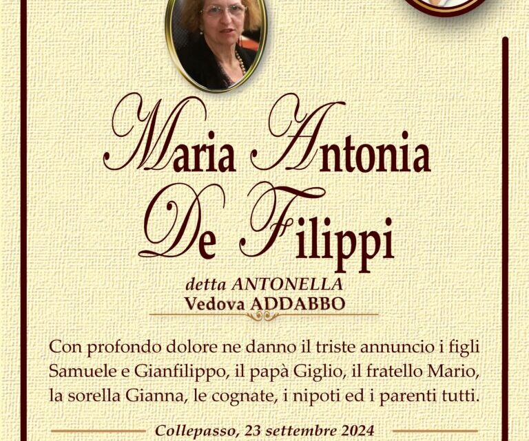 È morta Maria Antonia De Filippi