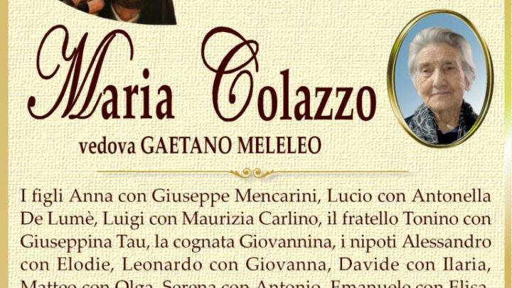 È morta Maria Colazzo, ved. Meleleo