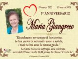 3° anniversario della scomparsa di Maria Giangreco: Santa Messa in suffragio il 19 marzo