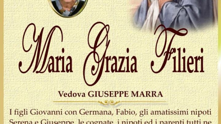 È morta Maria Grazia Filieri, ved. Marra