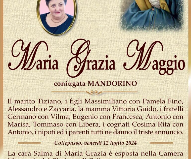 È morta Maria Grazia Maggio in Mandorino