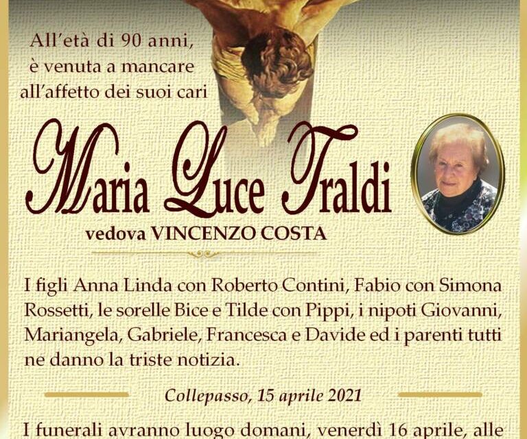 È morta Maria Luce Traldi, ved. Costa