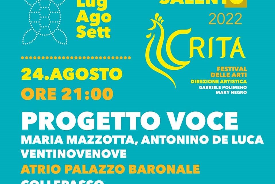 “Crita-Festival delle Arti”: “Amoreamaro” con la voce di Maria Mazzotta (24 agosto, ore 21, Palazzo Baronale)