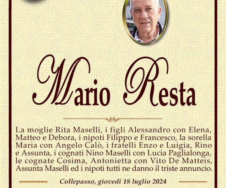 È morto Mario Resta