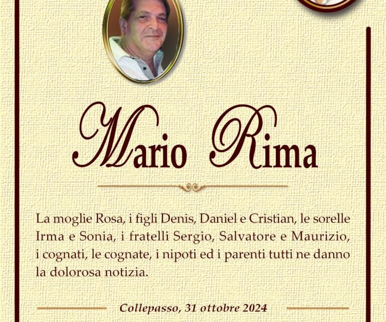 È morto Mario Rima