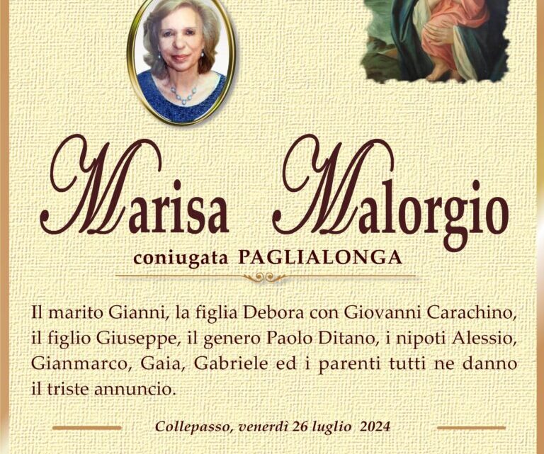 È morta Marisa Malorgio in Paglialonga