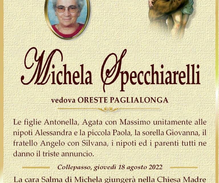 È morta Michela Specchiarelli, ved. Paglialonga