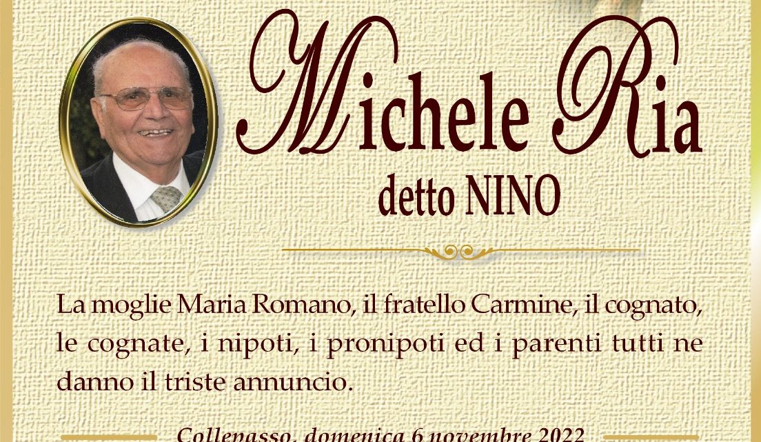 morto Michele Nino Ria InfoCollepasso