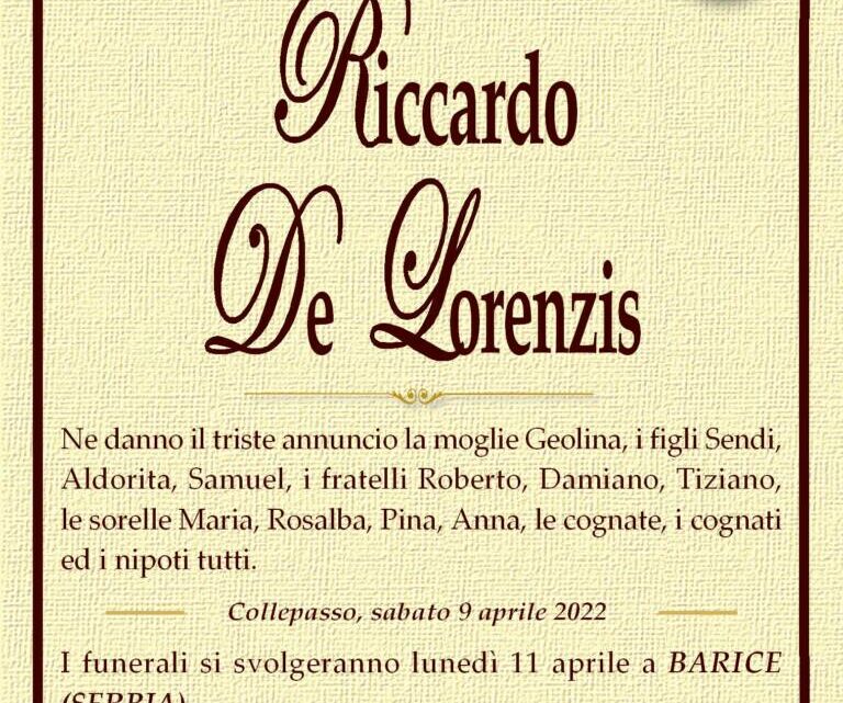 È morto Riccardo De Lorenzis