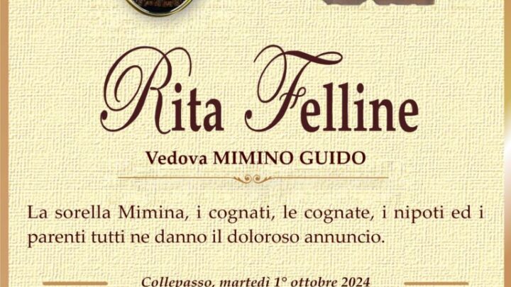 È morta Rita Felline, ved. Guido