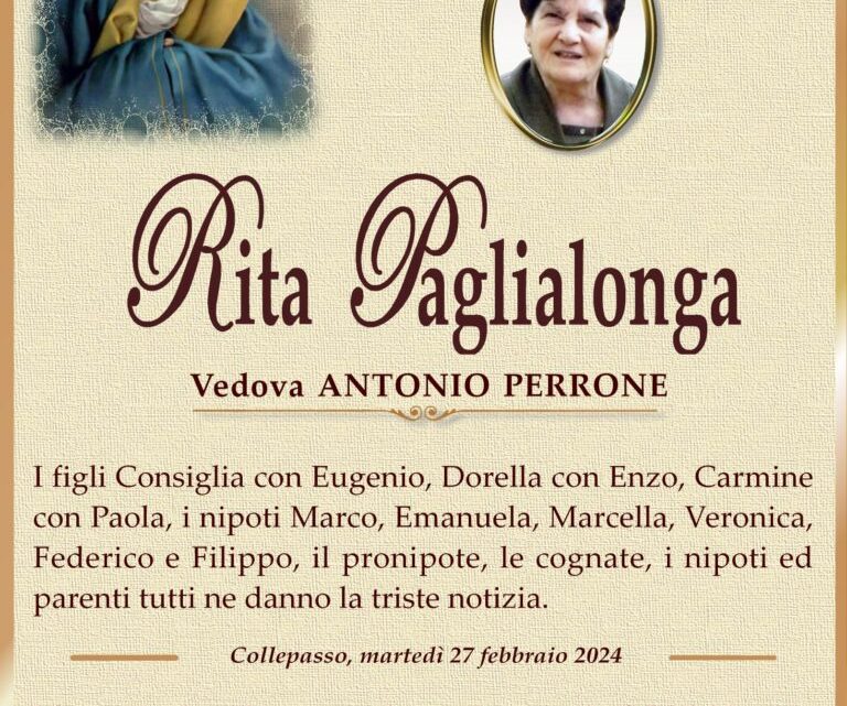 È morta Rita Paglialonga, ved. Perrone