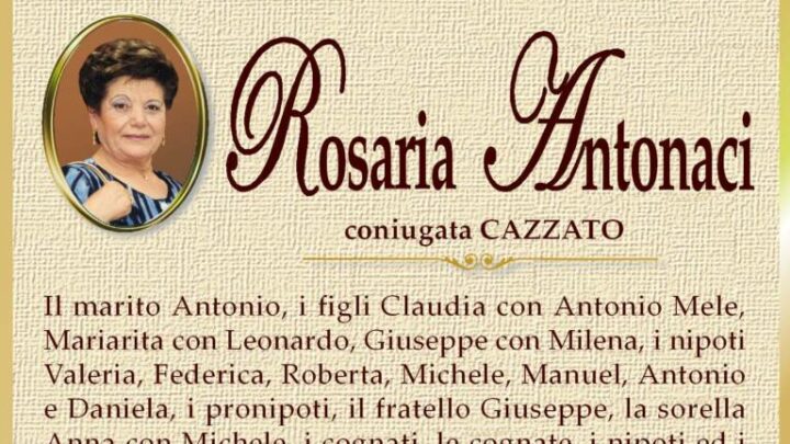 È morta Rosaria Antonaci in Cazzato