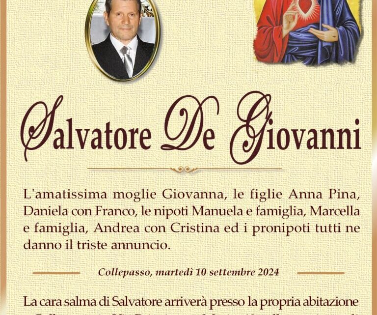 È morto Salvatore De Giovanni