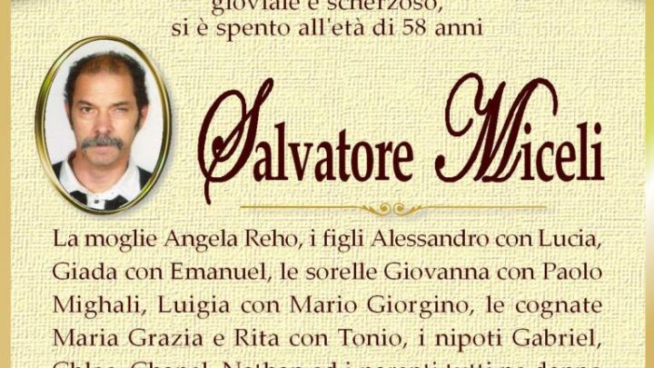 È morto Salvatore Miceli