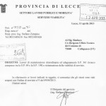 Comunicazione della Provincia al Comune di sospensione lavori