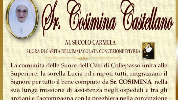 È morta Sr. Cosimina Castellano