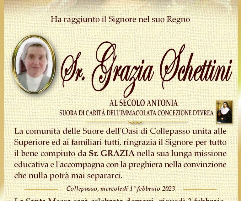 È morta Sr. Grazia Schettini